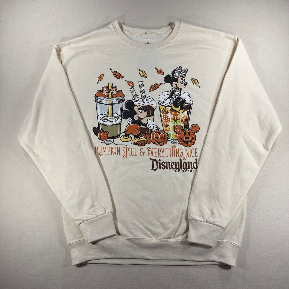 Disneyland Pumpkin Spice Everything Nice Mickey Minnie Halloween Sweatshirt M